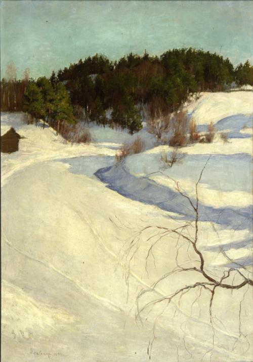 Pekka Halonen, Talvimaisema myllykylästä 1896, Ateneumin taidemuseo