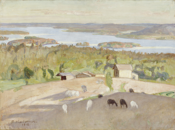 Pekka Halonen, Näköala Väisälänmäeltä 1918, HAM, Aune ja Elias Laaksosen kokoelma. Kuva Hanna Rikkonen