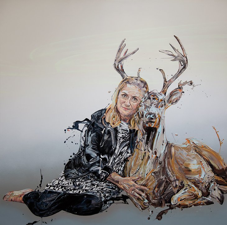 Sirpa Särkijärvi, To Put One’s Neck Out, Anja Snellmanin muotokuva, öljy 2016, WSOY:n kirjallisuussäätiö. Kuva Sirpa Särkijärvi
