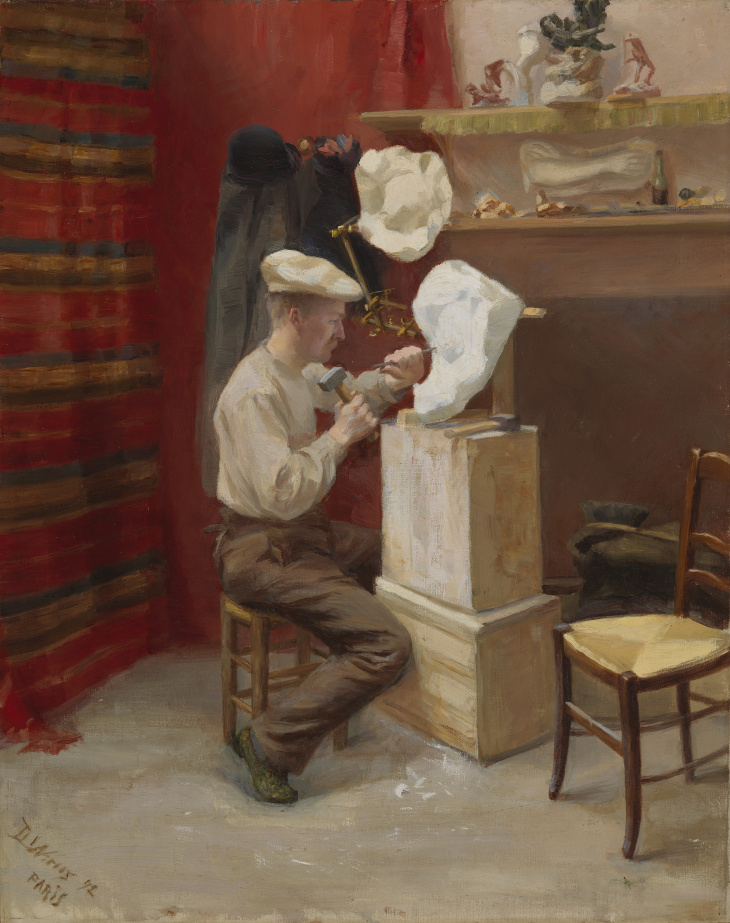 Dora Wahlroos - Emil Wikström ateljeessaan Pariisissa 1890 - Ateneumin taidemuseo Kuva Hannu Pakarinen